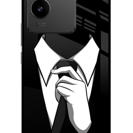 Black Tie Vivo T2 Pro 5G Glass Case Back Cover by Casekaro