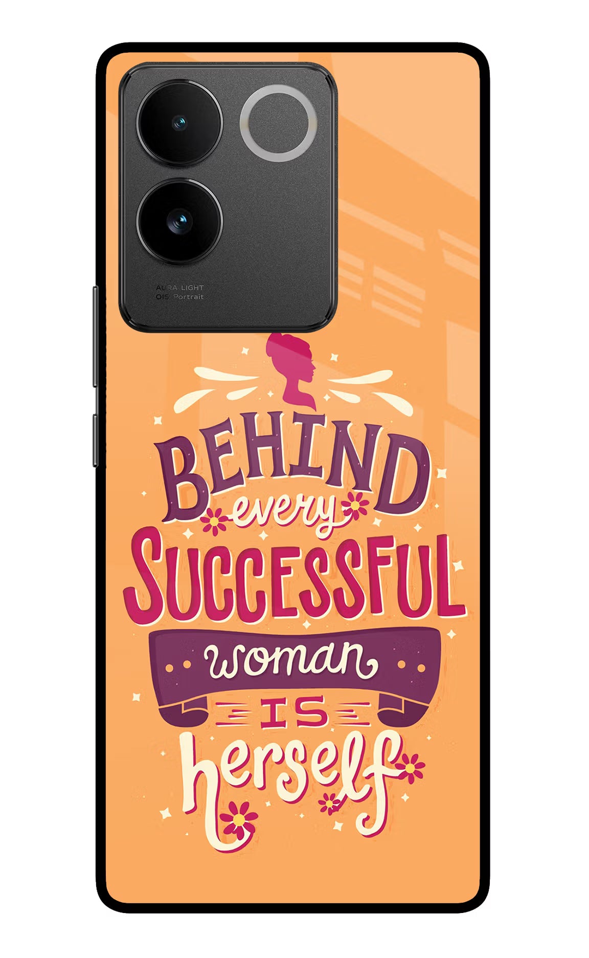 Behind Every Successful Woman There Is Herself Vivo T2 Pro 5G Glass Case Back Cover by Casekaro