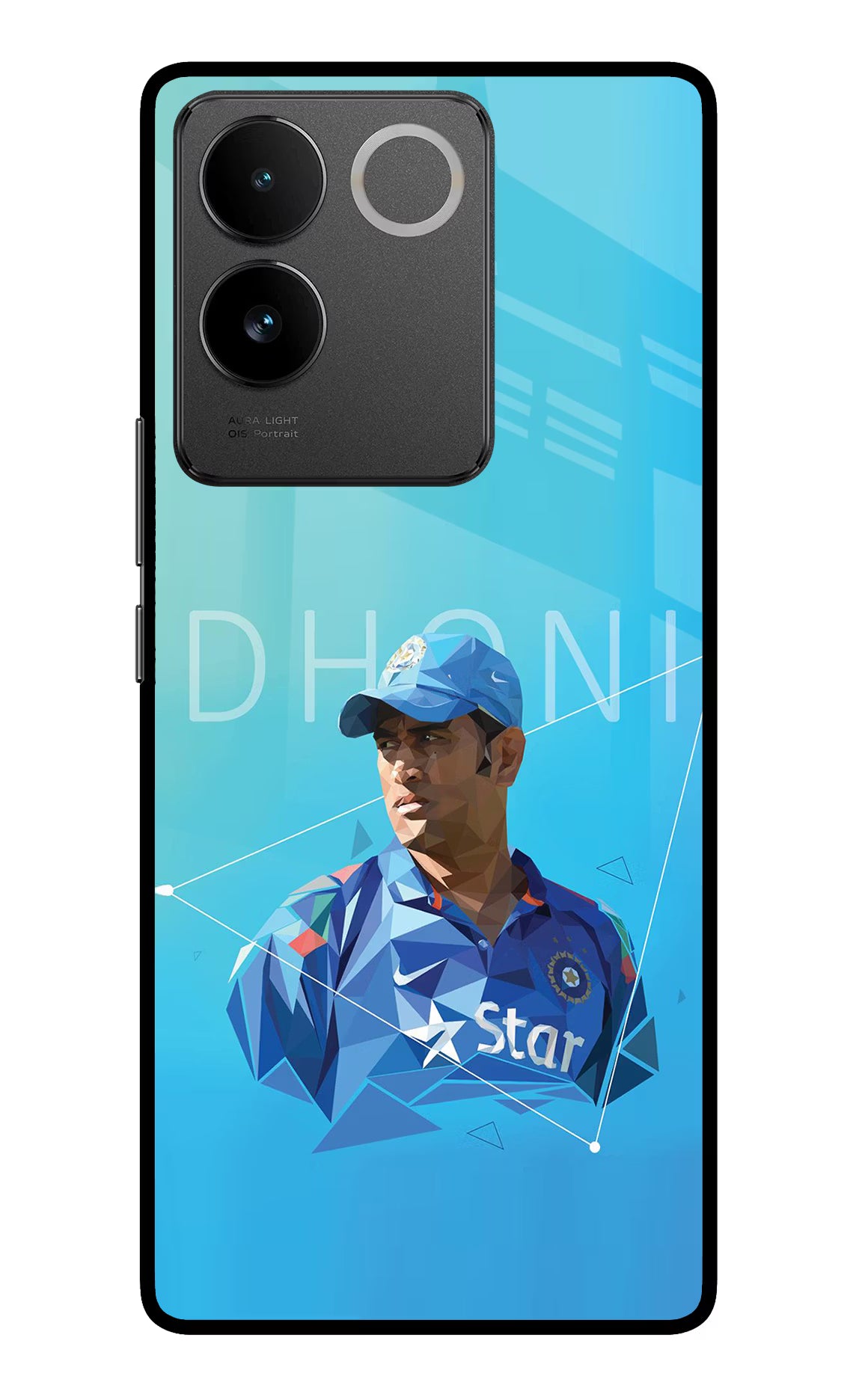 Dhoni Artwork Vivo T2 Pro 5G Glass Case Back Cover by Casekaro