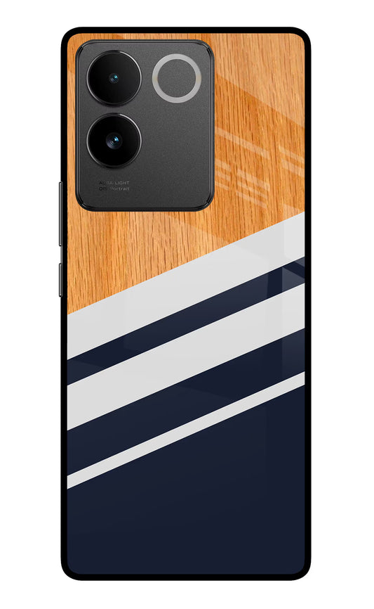 Blue and white wooden Vivo T2 Pro 5G Glass Case
