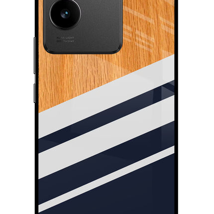 Blue and white wooden Vivo T2 Pro 5G Glass Case Back Cover by Casekaro