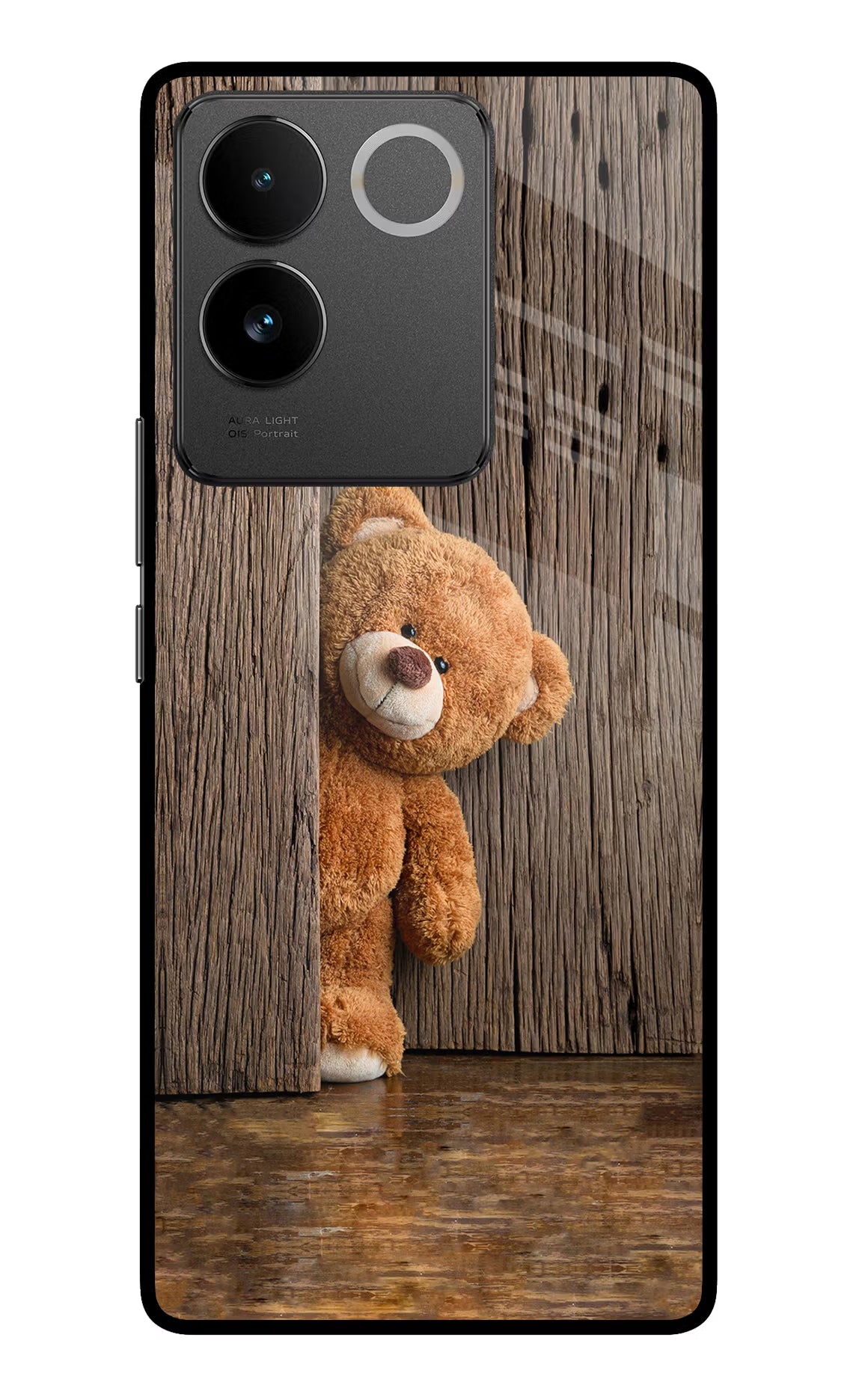 Teddy Wooden Vivo T2 Pro 5G Glass Case Back Cover by Casekaro