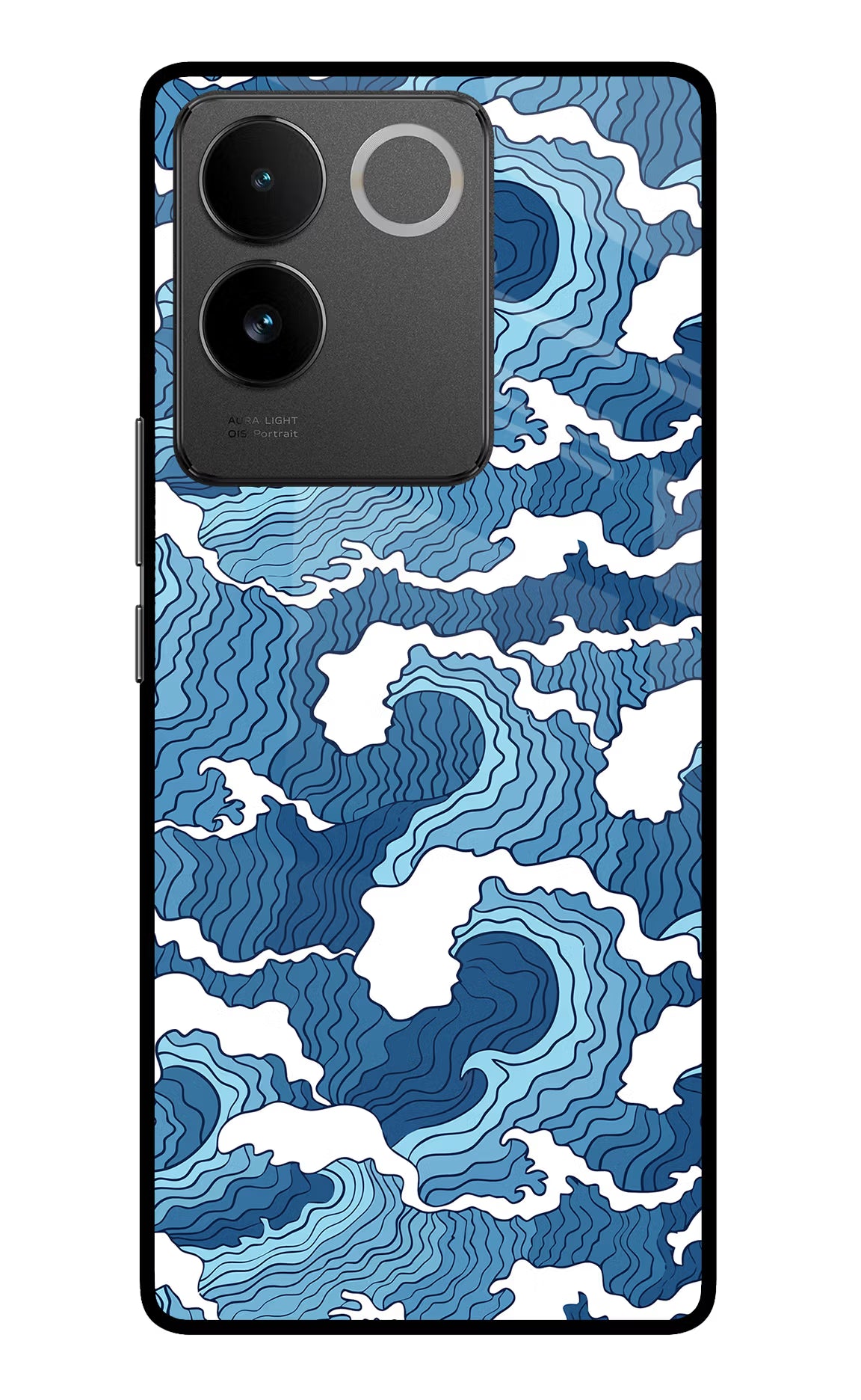 Blue Waves Vivo T2 Pro 5G Glass Case Back Cover by Casekaro