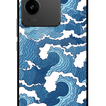 Blue Waves Vivo T2 Pro 5G Glass Case Back Cover by Casekaro