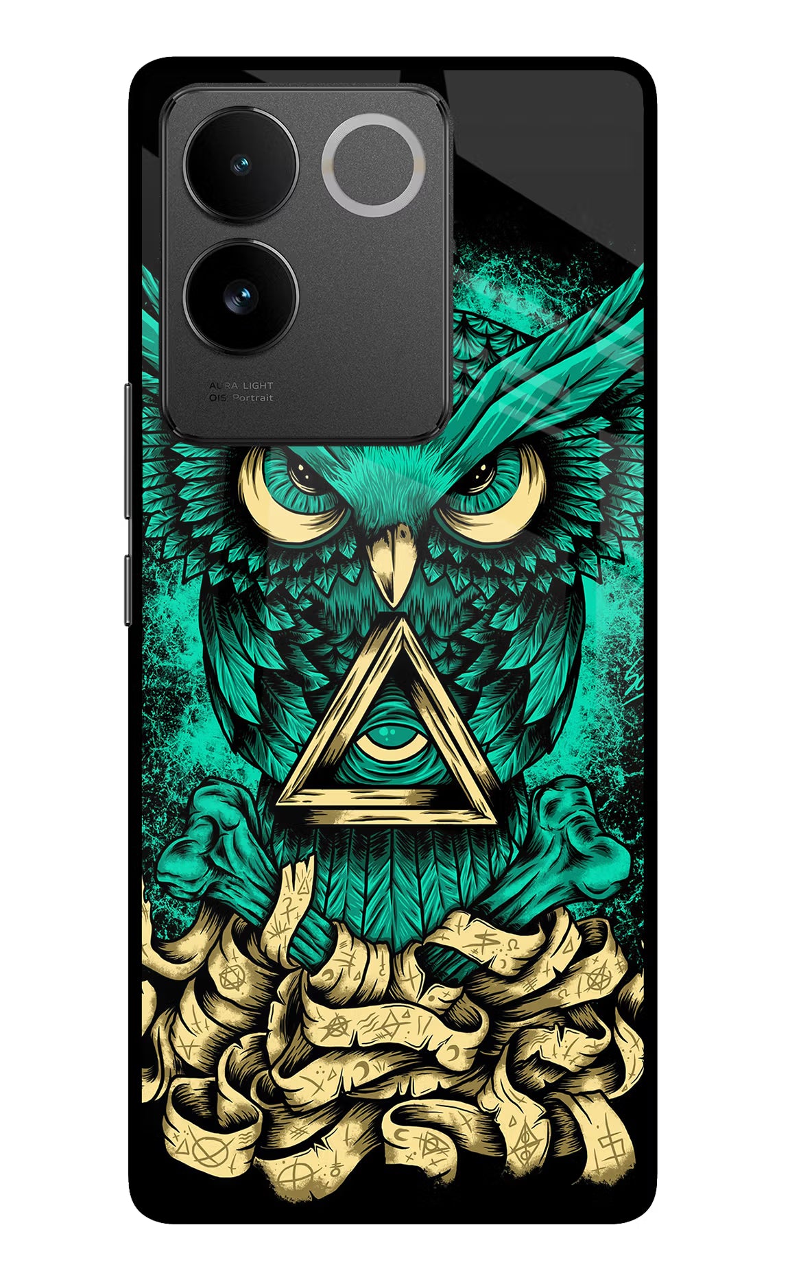 Green Owl Vivo T2 Pro 5G Glass Case Back Cover by Casekaro