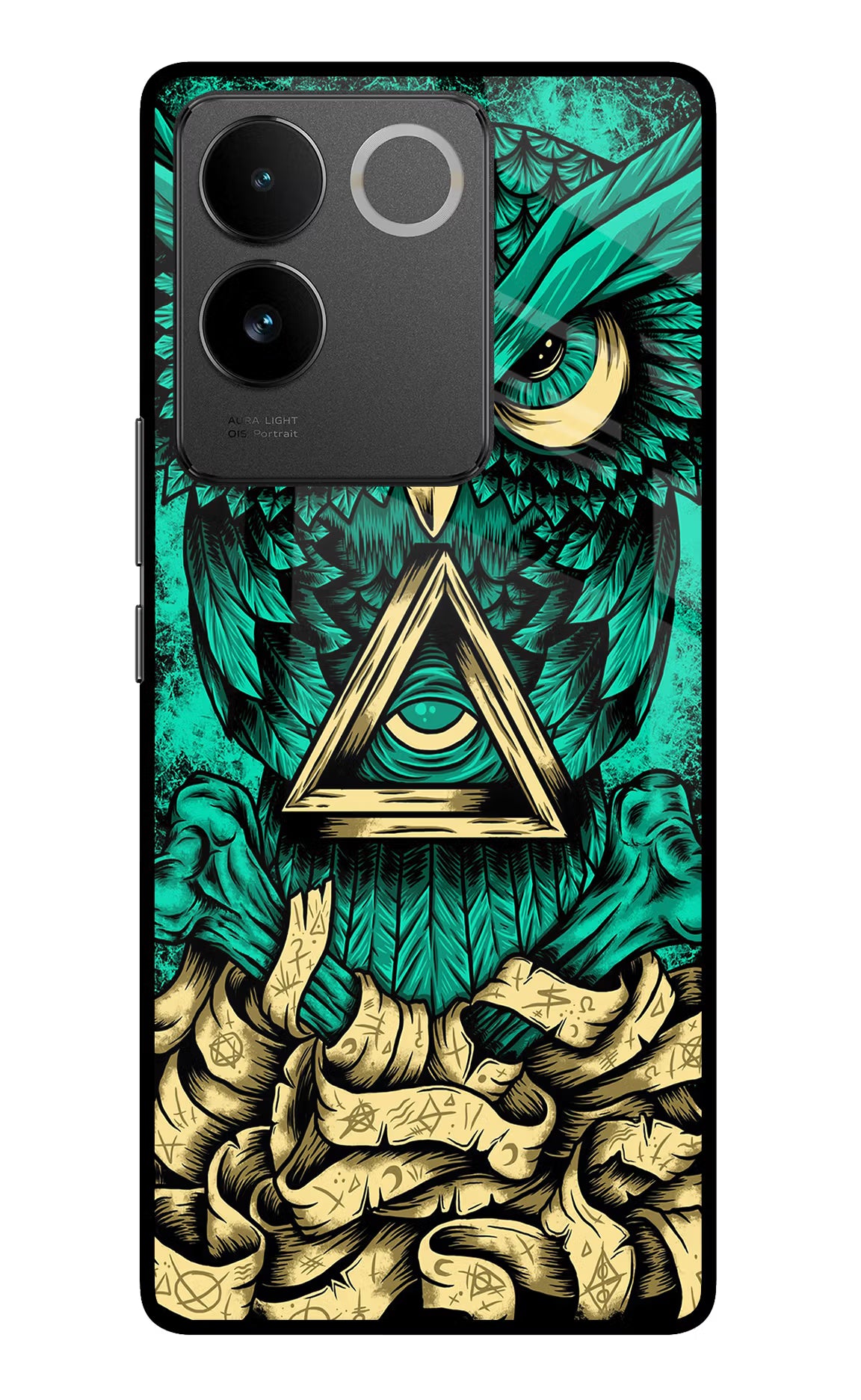 Green Owl Vivo T2 Pro 5G Glass Case Back Cover by Casekaro