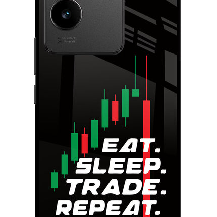 Eat Sleep Trade Repeat Vivo T2 Pro 5G Glass Case Back Cover by Casekaro