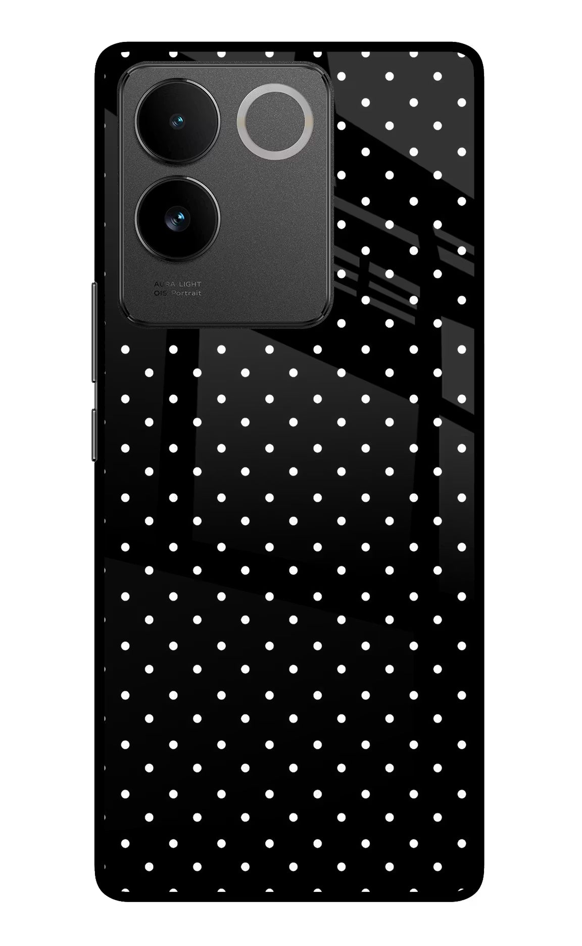 White Dots Vivo T2 Pro 5G Glass Case Back Cover by Casekaro