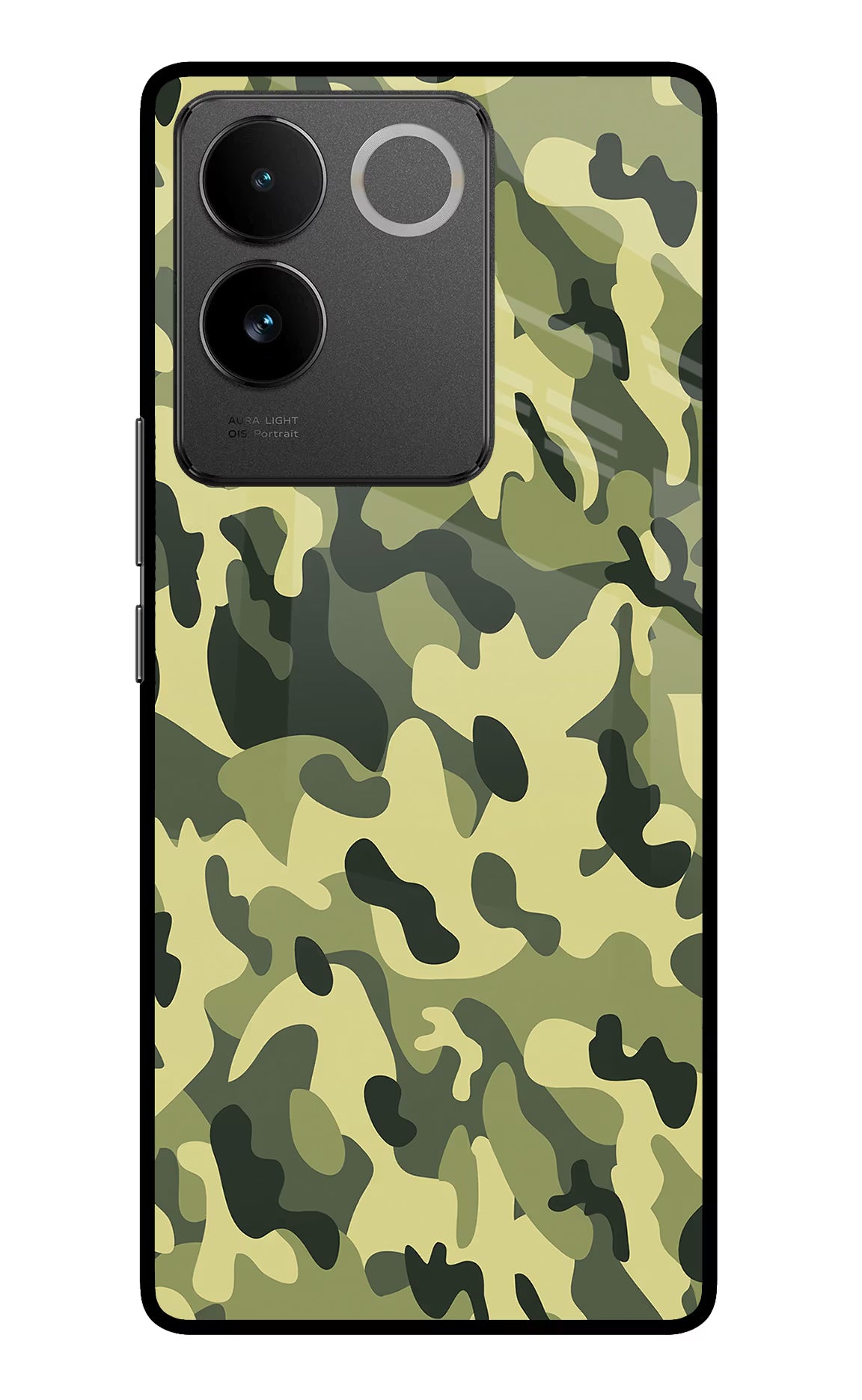 Camouflage Vivo T2 Pro 5G Glass Case Back Cover by Casekaro