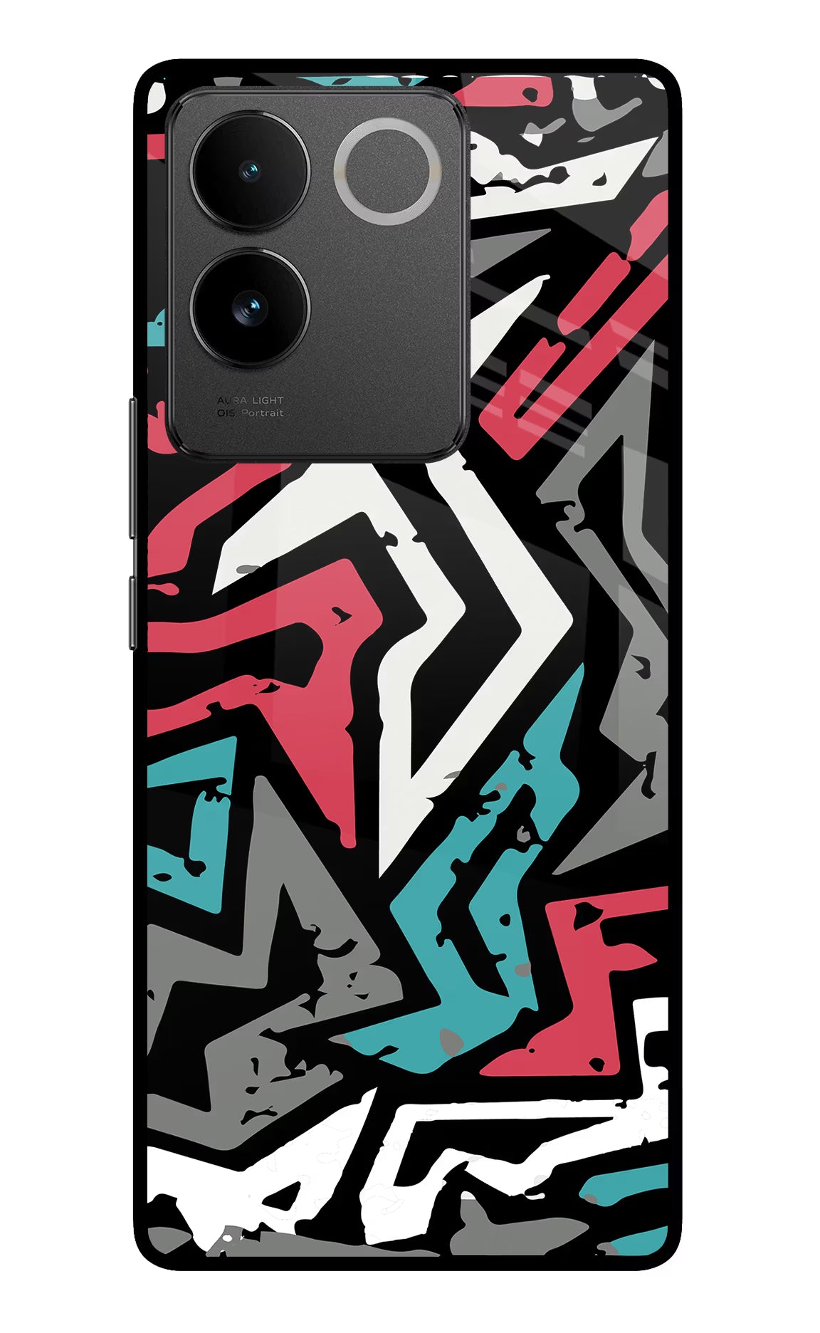 Geometric Graffiti Vivo T2 Pro 5G Glass Case Back Cover by Casekaro