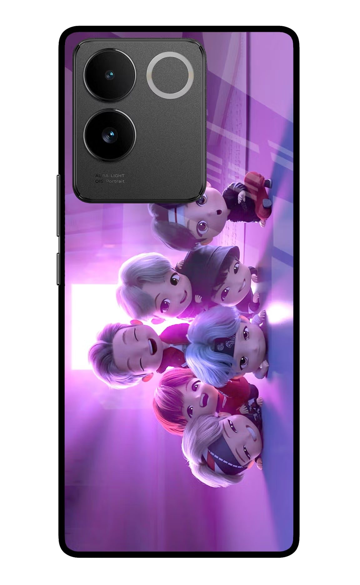 BTS Chibi Vivo T2 Pro 5G Glass Case Back Cover by Casekaro