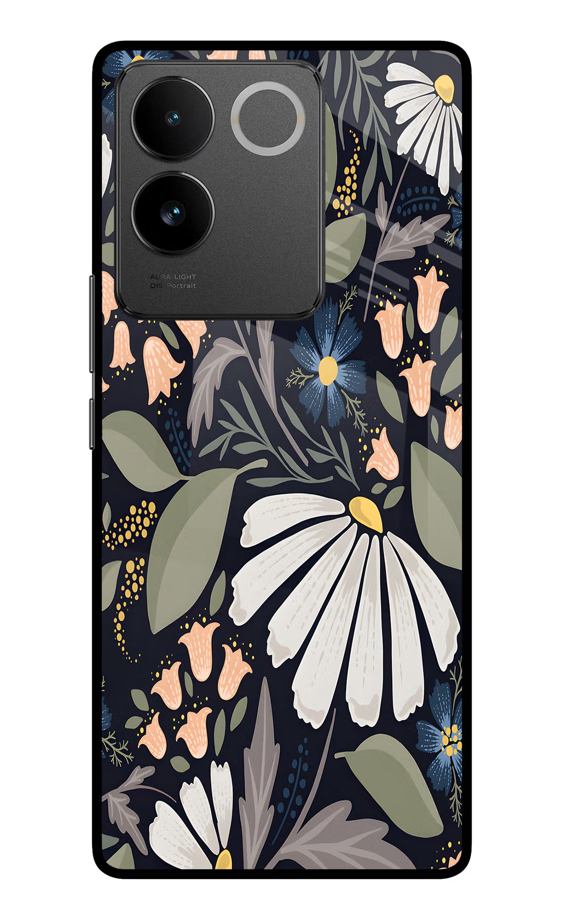 Flowers Art Vivo T2 Pro 5G Glass Case Back Cover by Casekaro