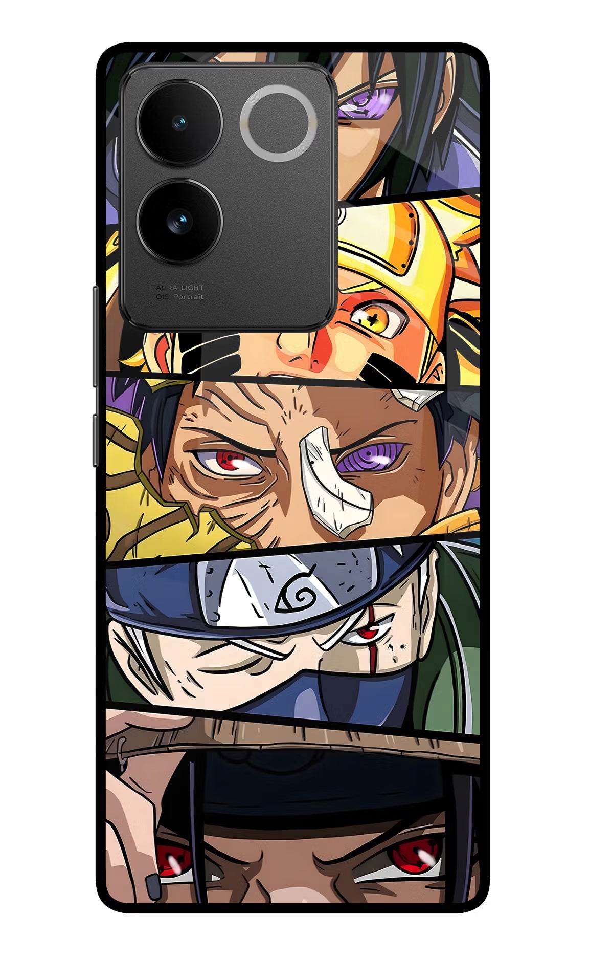 Naruto Character Vivo T2 Pro 5G Glass Case Back Cover by Casekaro