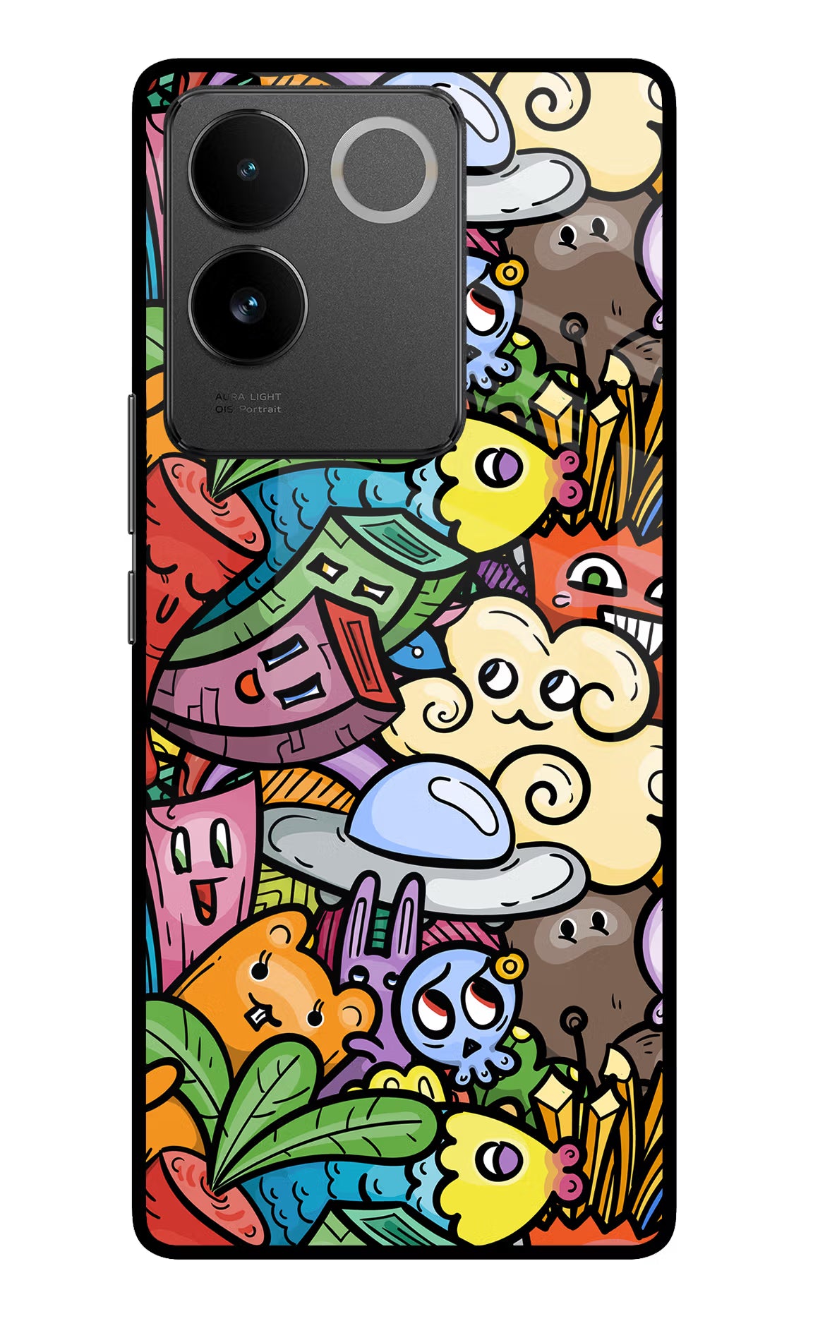 Veggie Doodle Vivo T2 Pro 5G Glass Case Back Cover by Casekaro