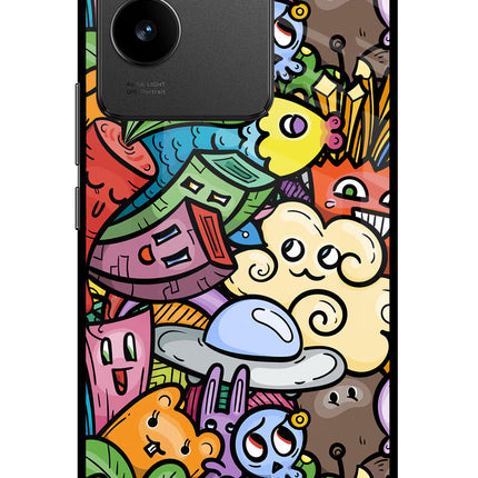 Veggie Doodle Vivo T2 Pro 5G Glass Case Back Cover by Casekaro