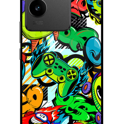 Game Doodle Vivo T2 Pro 5G Glass Case Back Cover by Casekaro