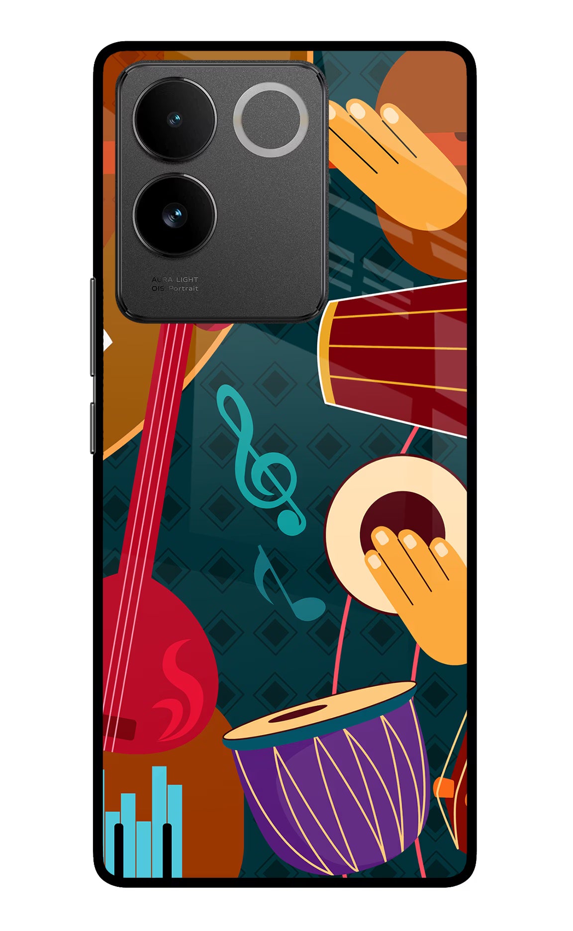 Music Instrument Vivo T2 Pro 5G Glass Case Back Cover by Casekaro