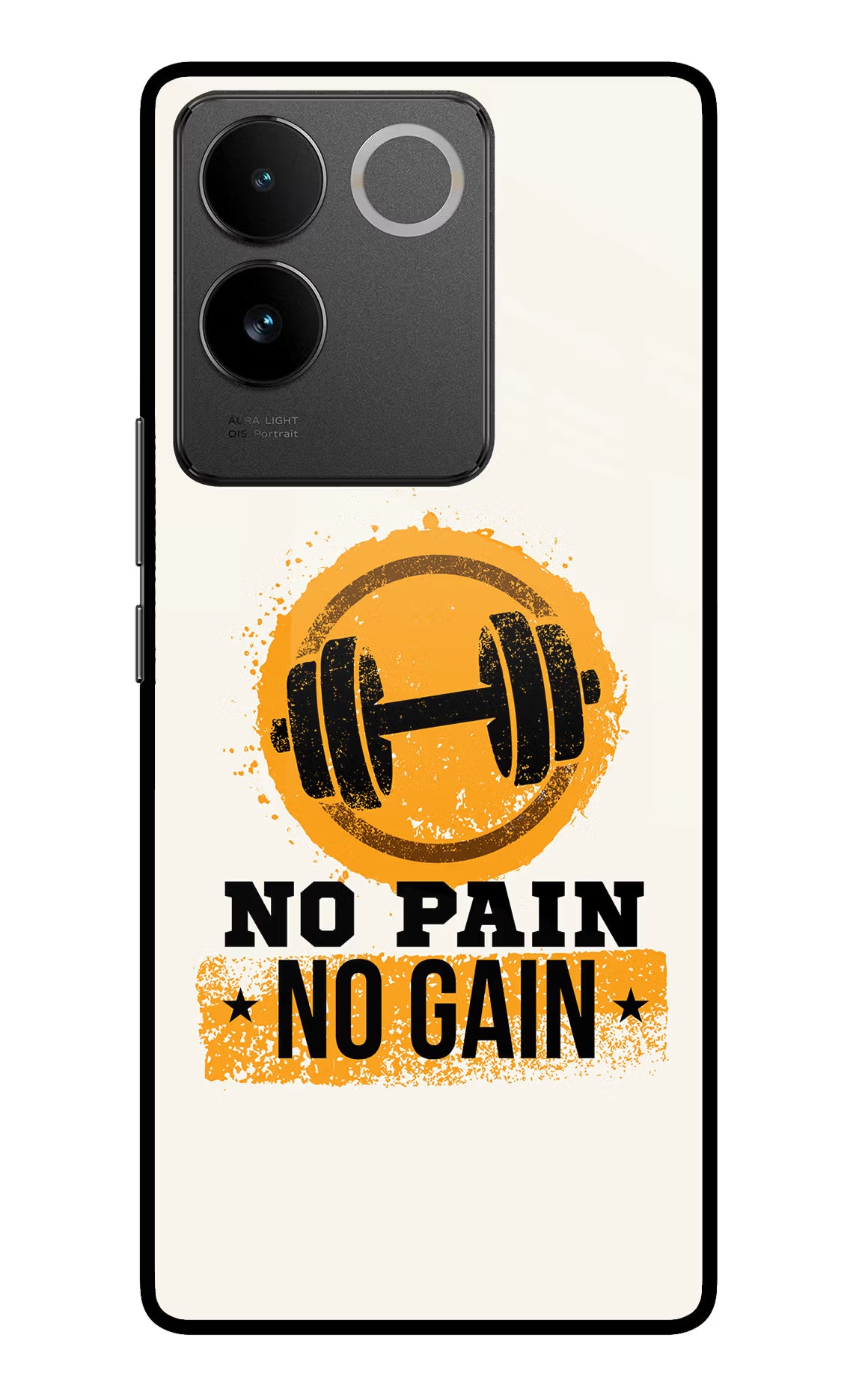 No Pain No Gain Vivo T2 Pro 5G Glass Case Back Cover by Casekaro