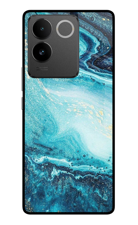 Blue Glitter Marble Vivo T2 Pro 5G Glass Case