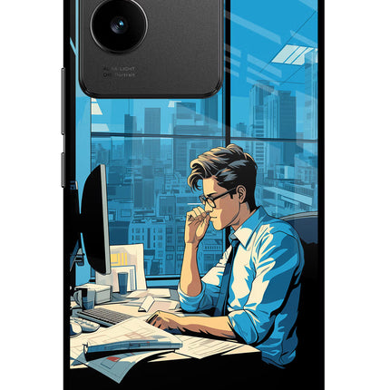 Focused Hustler (AI Generated) Vivo T2 Pro 5G Glass Case Back Cover by Casekaro