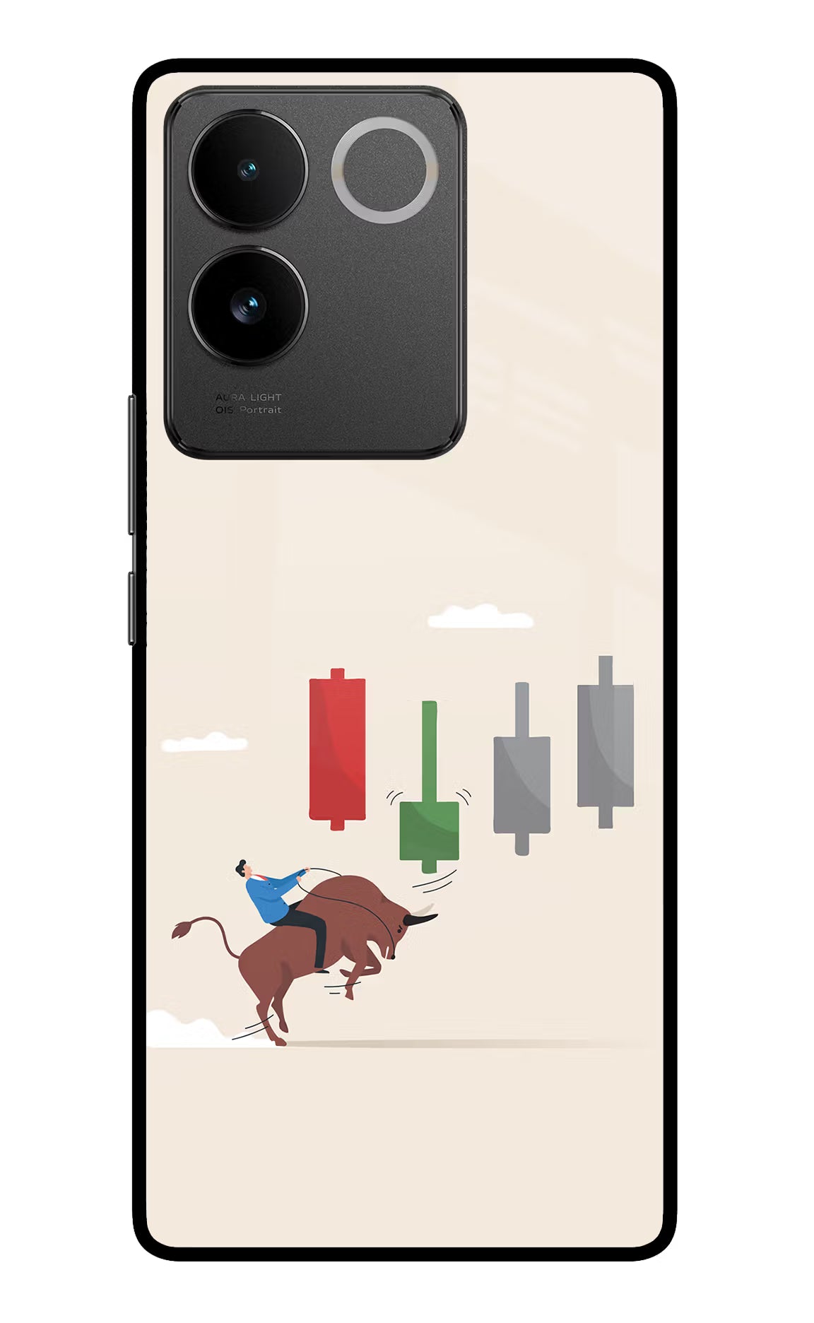 Bull Trading Momentum Vivo T2 Pro 5G Glass Case Back Cover by Casekaro