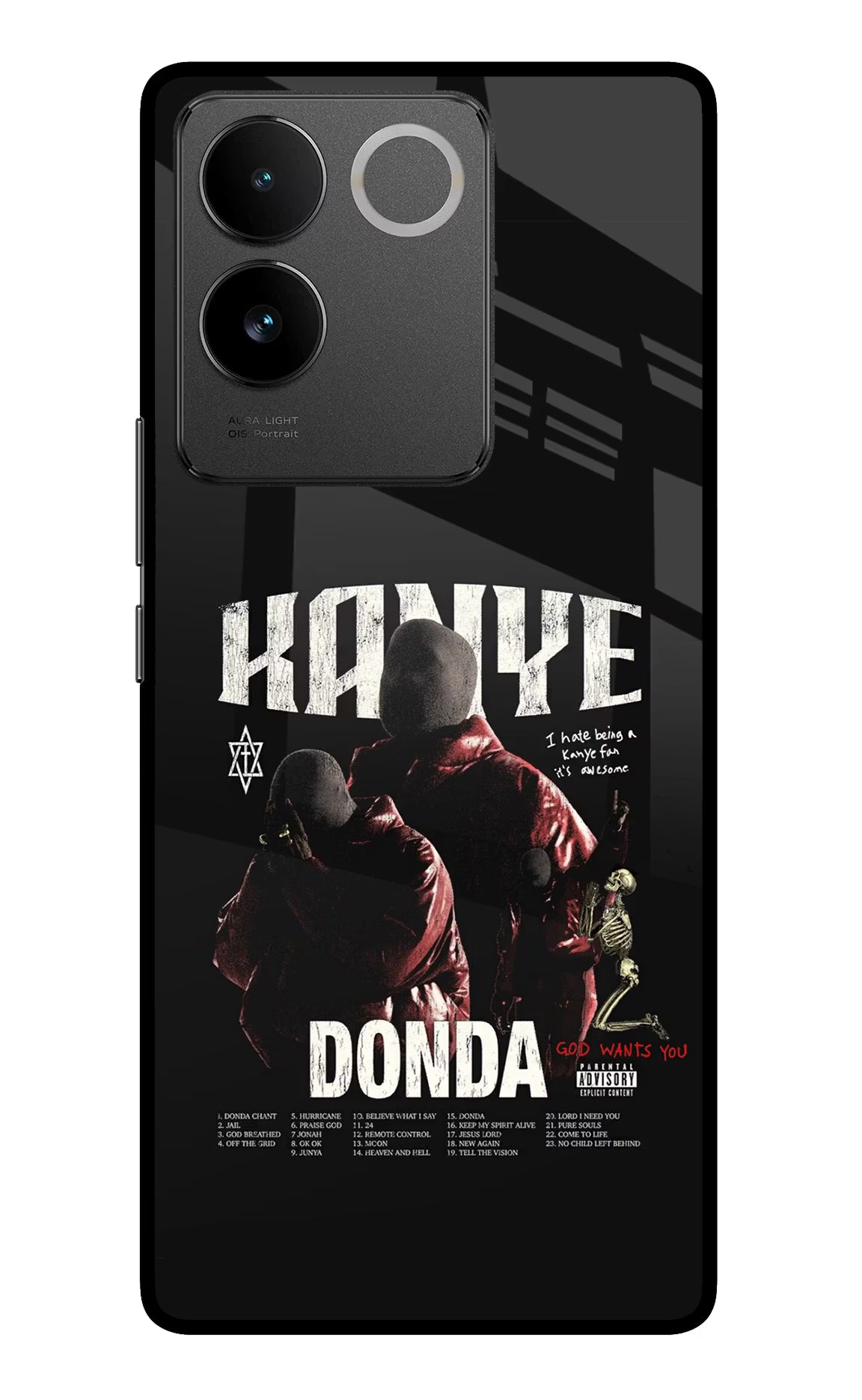 Donda Kanye West Vivo T2 Pro 5G Glass Case Back Cover by Casekaro