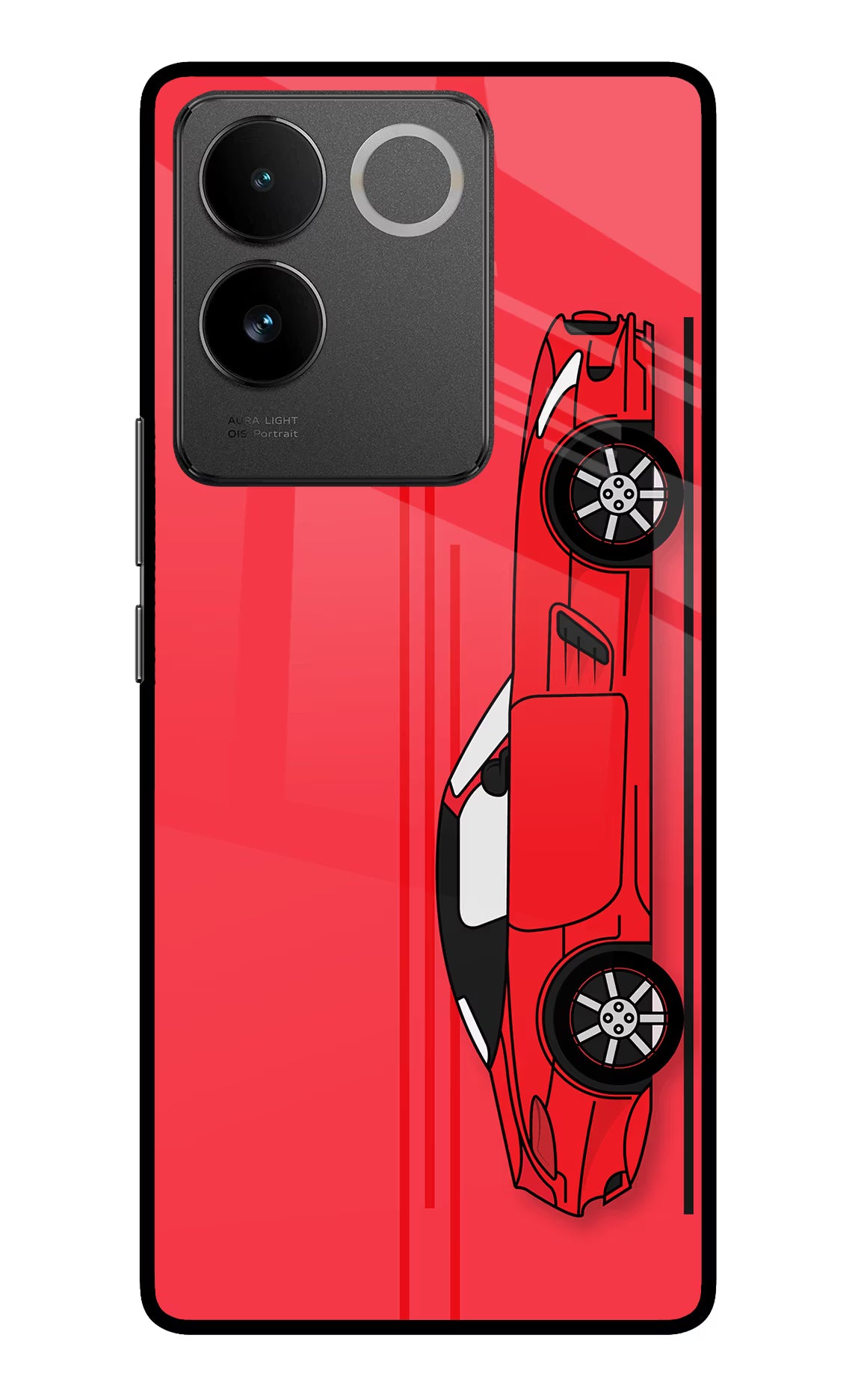 Red Velocity Vivo T2 Pro 5G Glass Case Back Cover by Casekaro