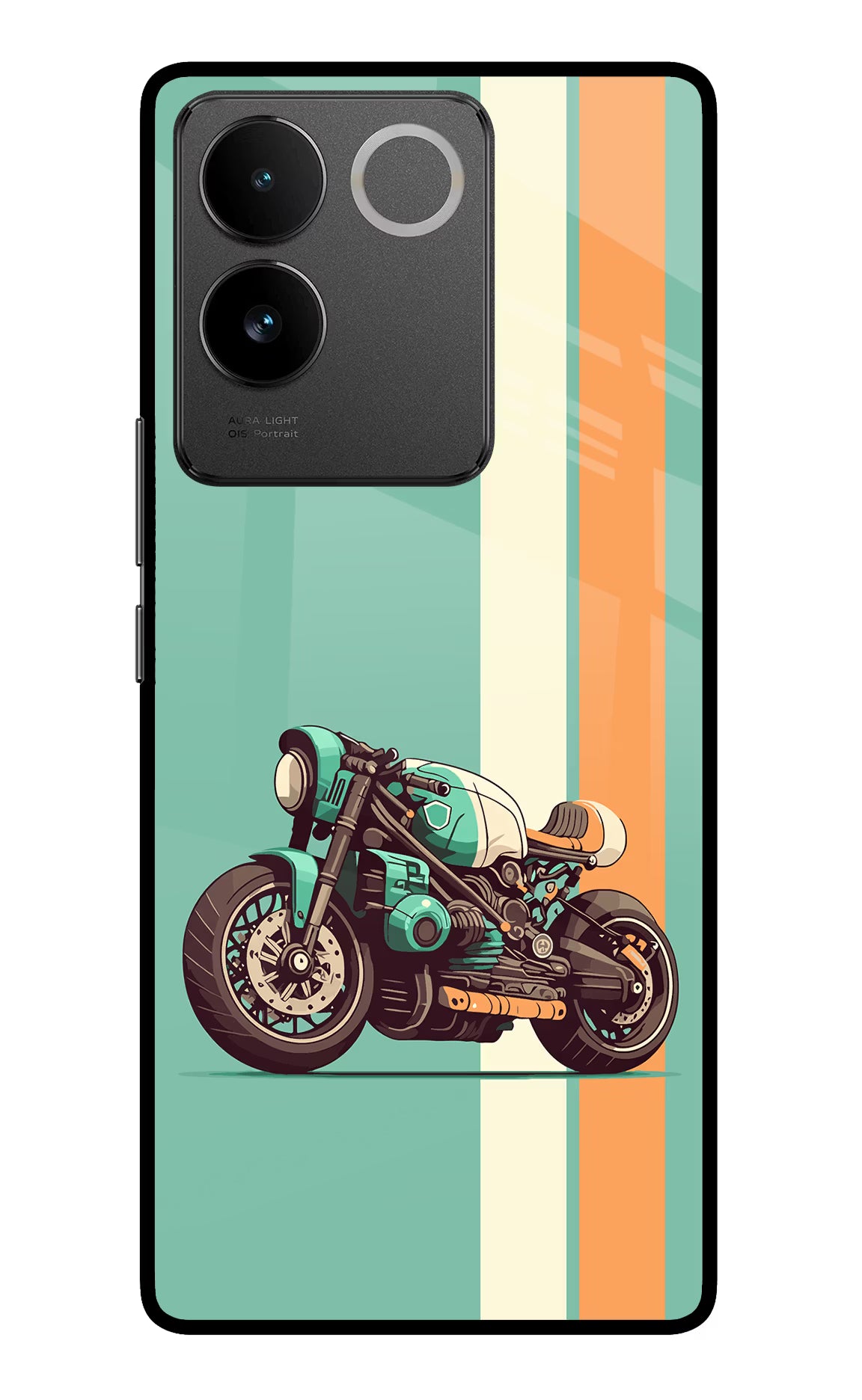 Striped Moto Drift Vivo T2 Pro 5G Glass Case Back Cover by Casekaro