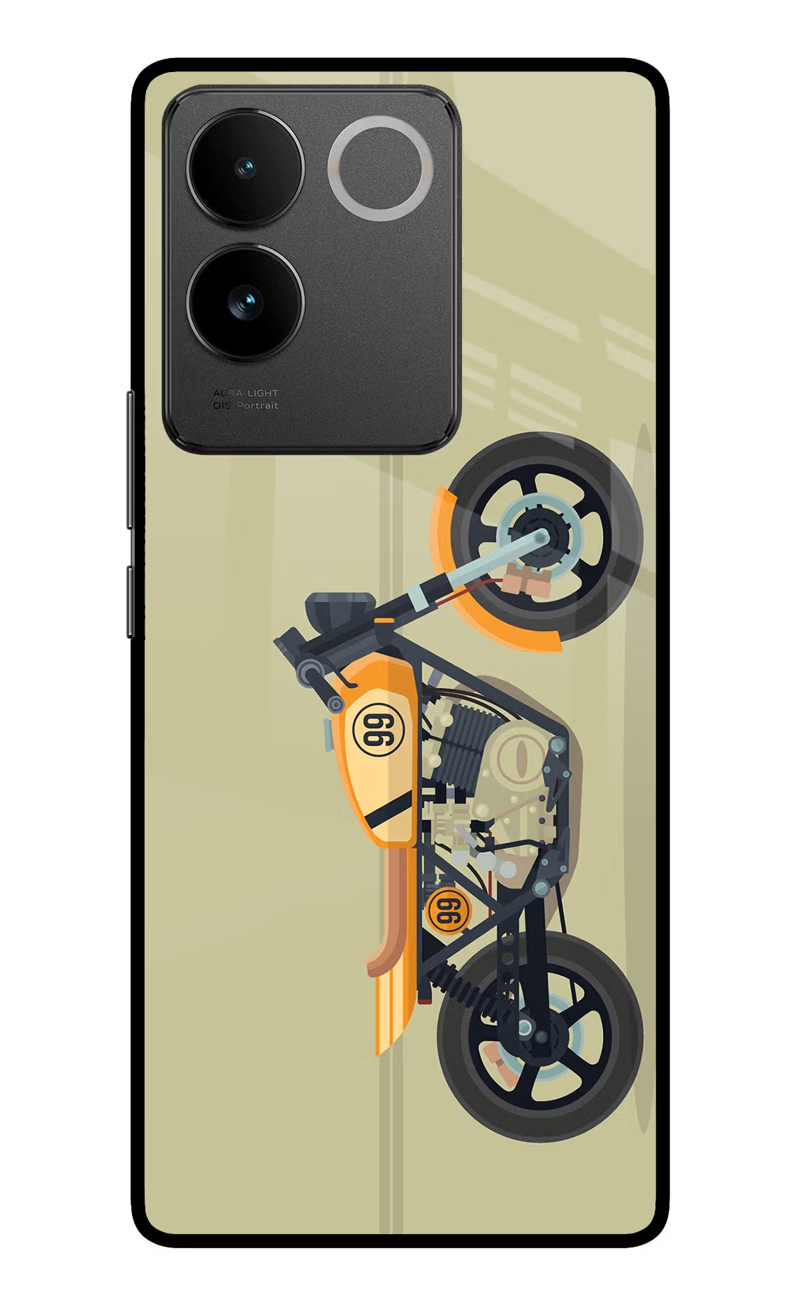 Vertical Speedster Vivo T2 Pro 5G Glass Case Back Cover by Casekaro