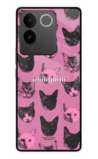 Pink Cats Vivo T2 Pro 5G Glass Case