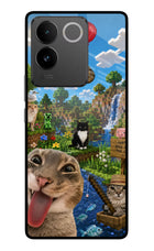 Minecraft Cat Chaos Vivo T2 Pro 5G Glass Case