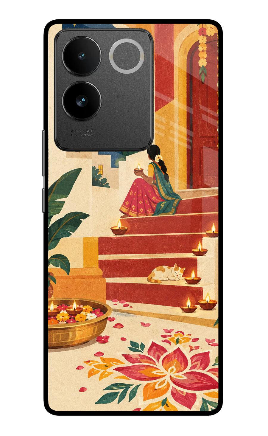 Diwali Rangoli Vivo T2 Pro 5G Back Cover, Glass case