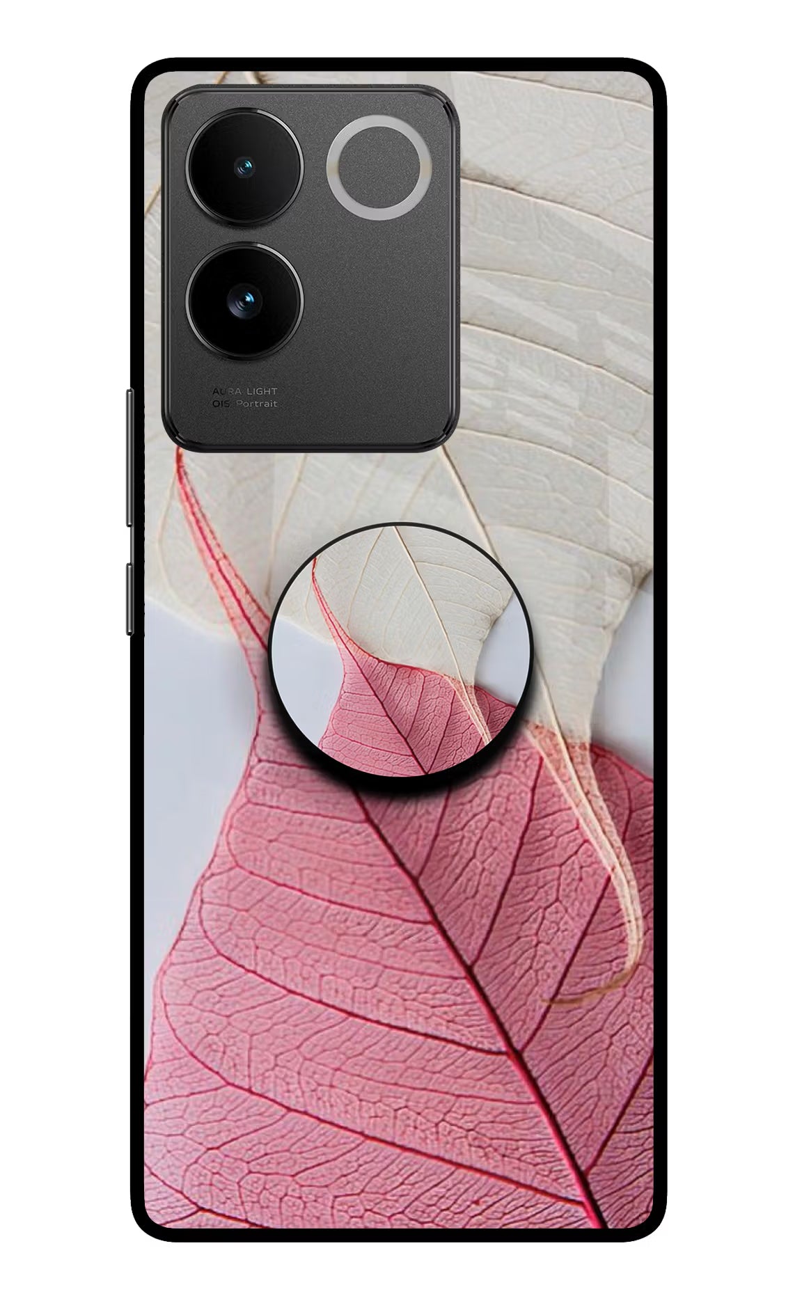 White Pink Leaf Vivo T2 Pro 5G Pop Case by Casekaro