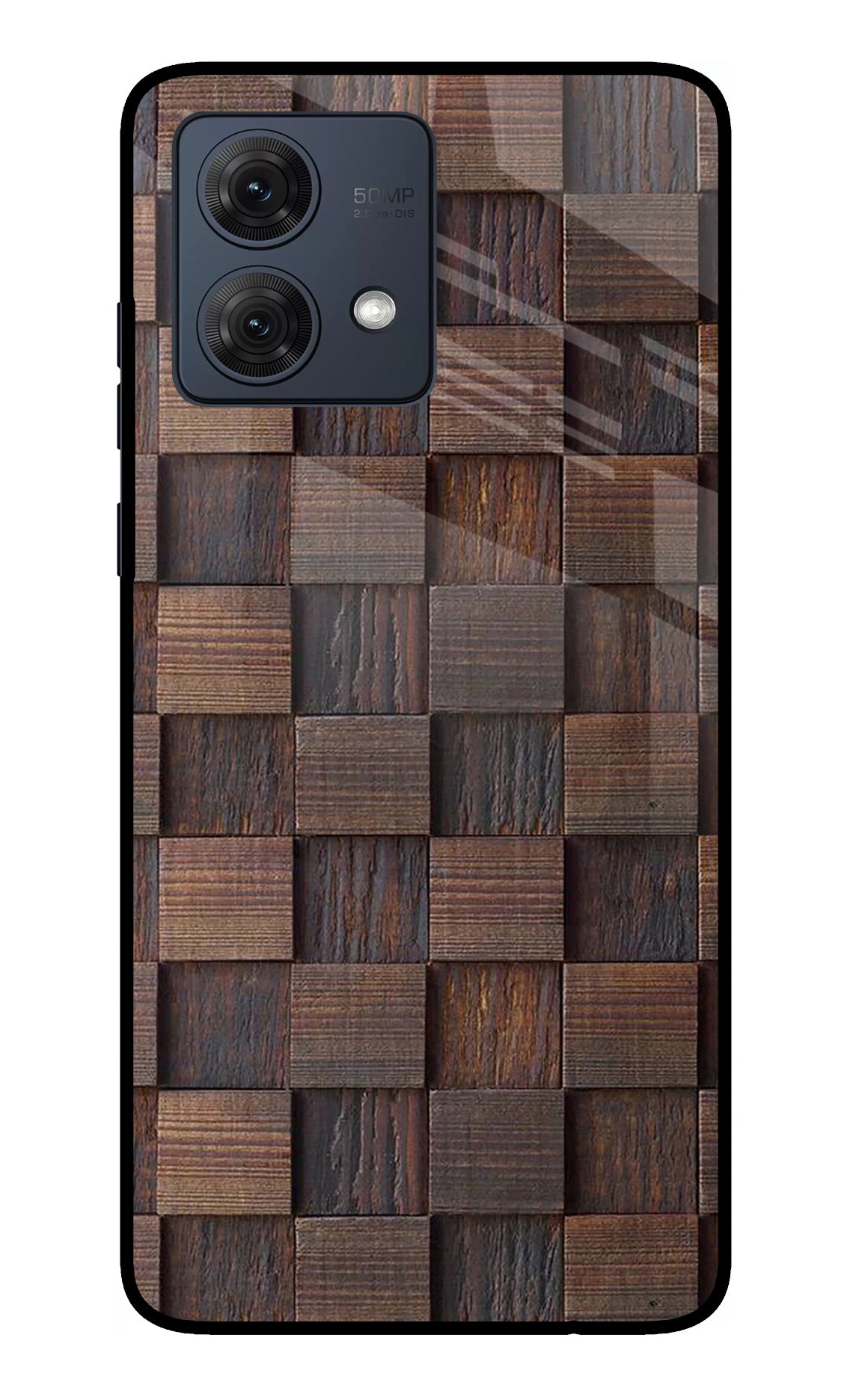 Wooden Cube Design Moto G54 5G Glass Case