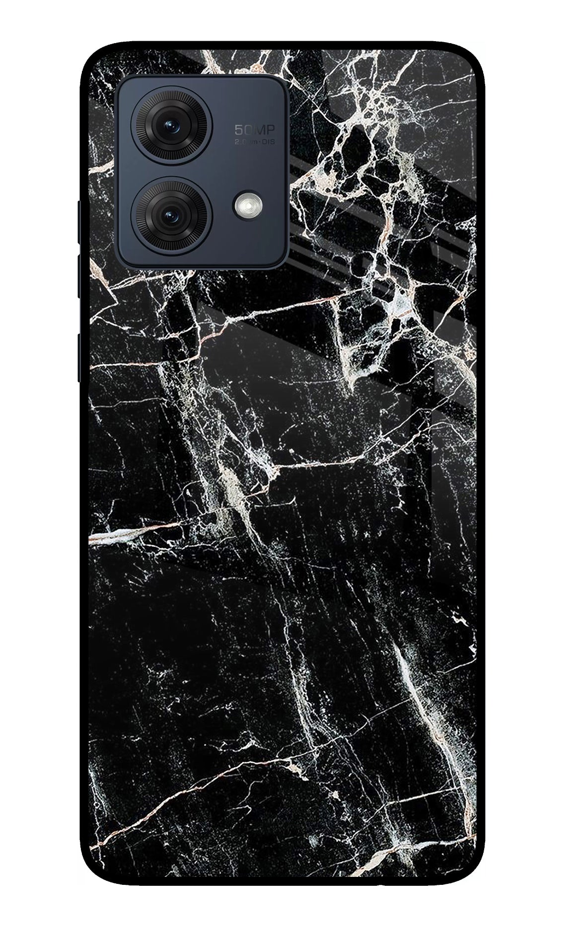 Black Marble Texture Moto G54 5G Glass Case