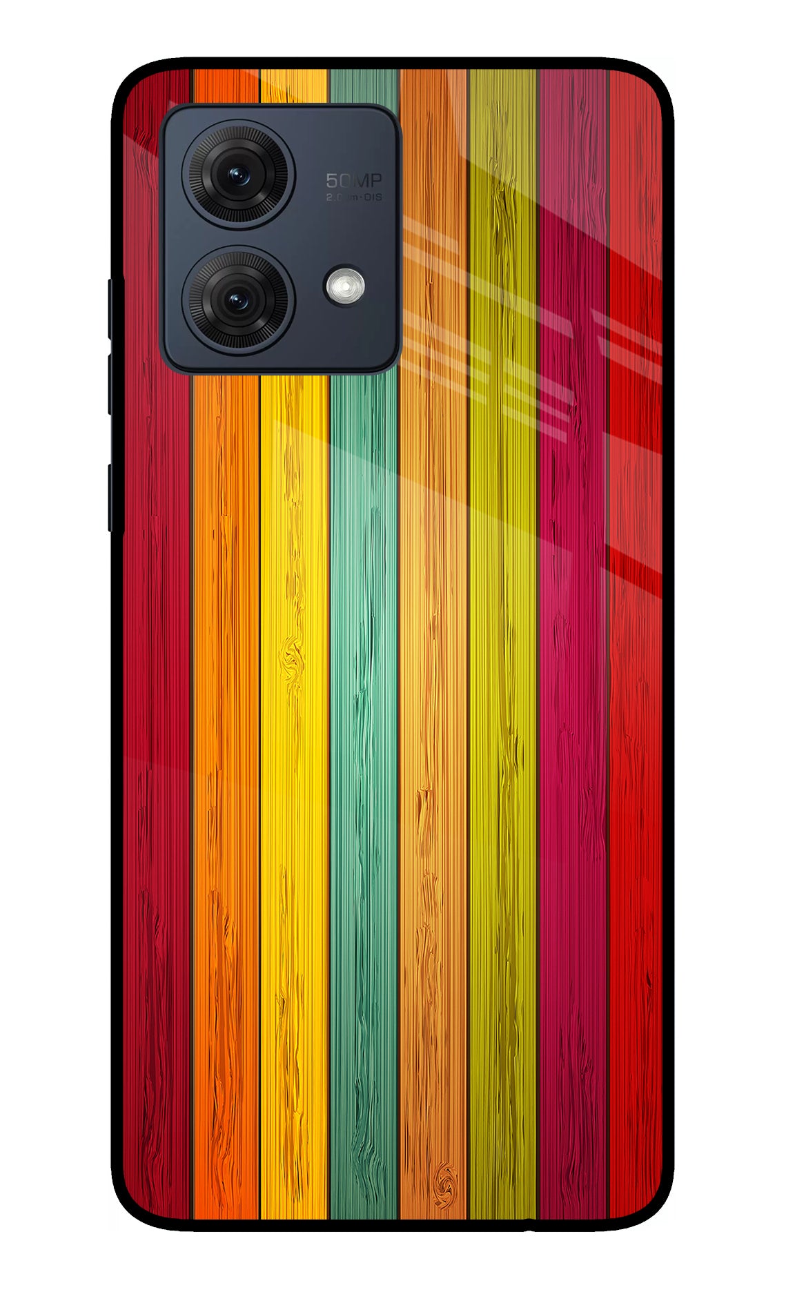 Multicolor Wooden Moto G54 5G Glass Case