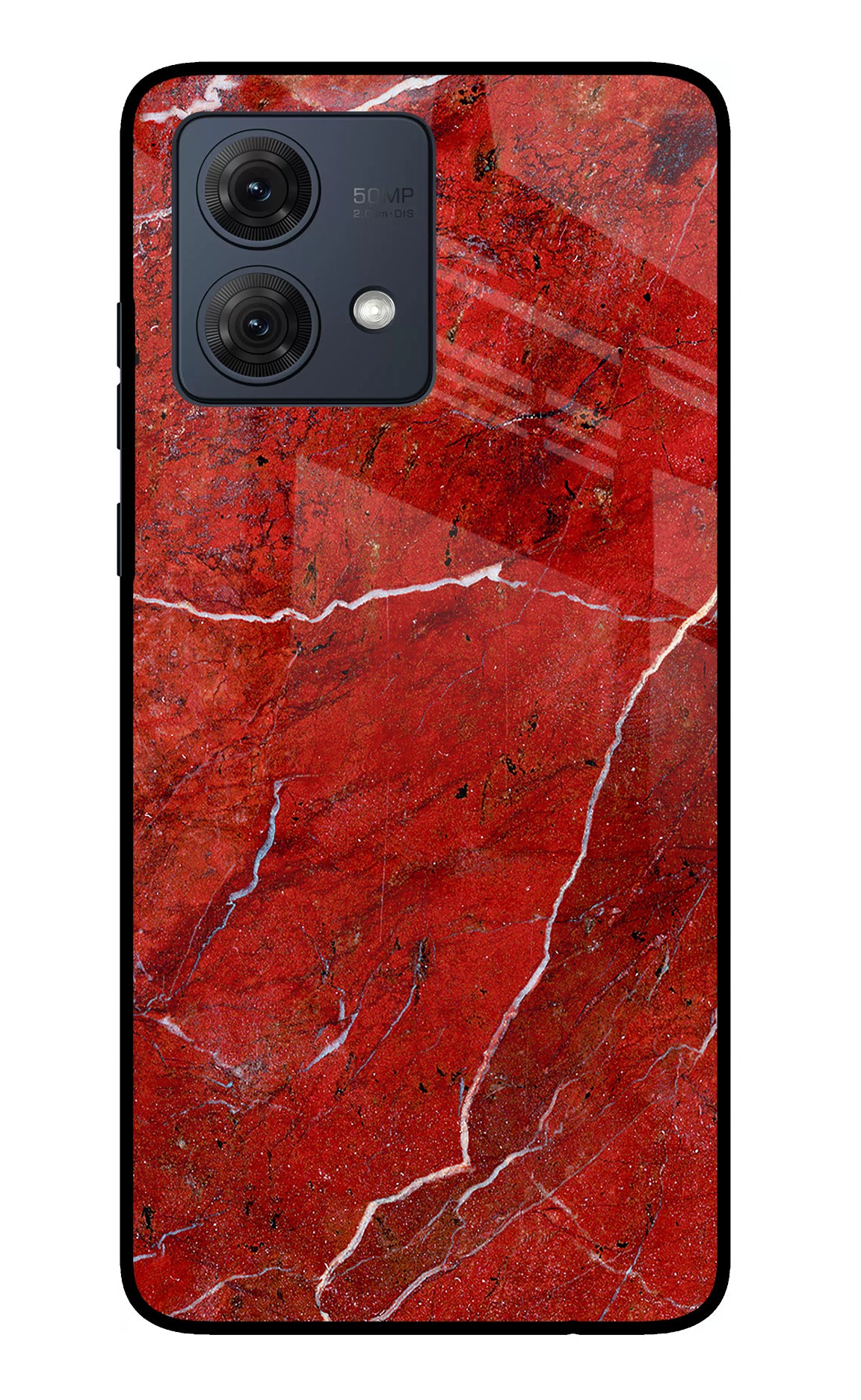 Red Marble Design Moto G54 5G Glass Case