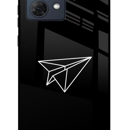Paper Plane White Moto G54 5G Glass Case Back Cover by Casekaro