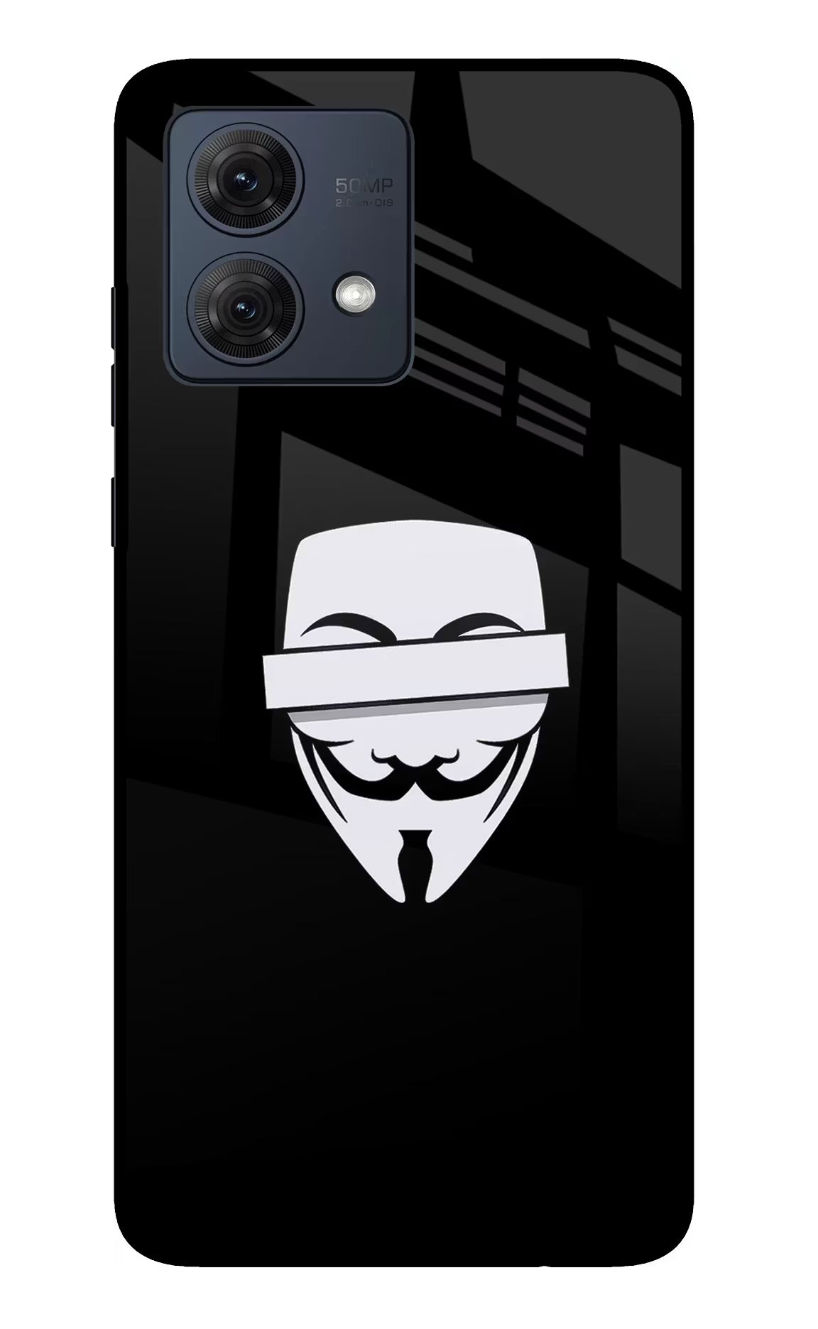 Anonymous Face Moto G54 5G Glass Case Back Cover by Casekaro