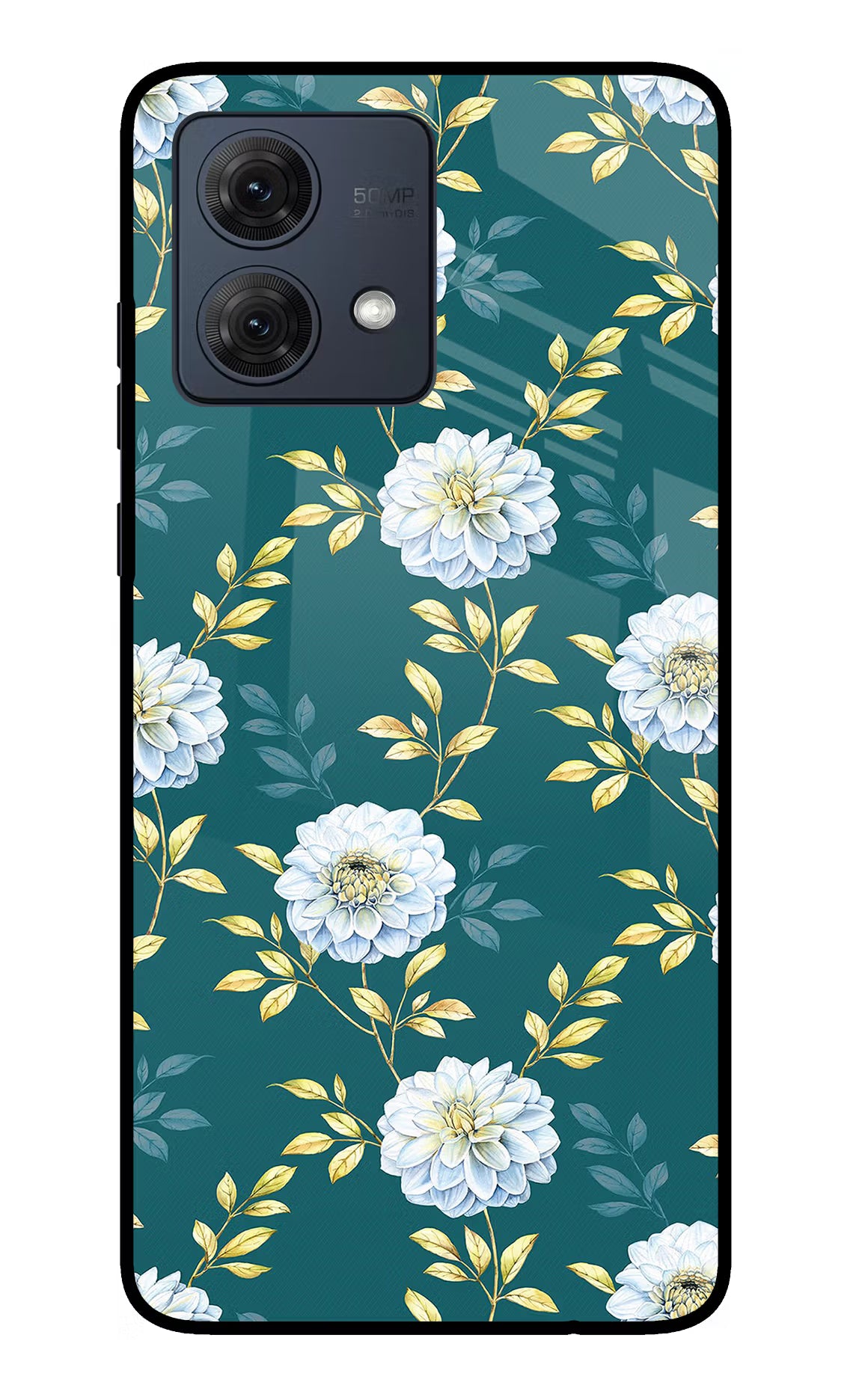 Flowers Moto G54 5G Glass Case Back Cover by Casekaro