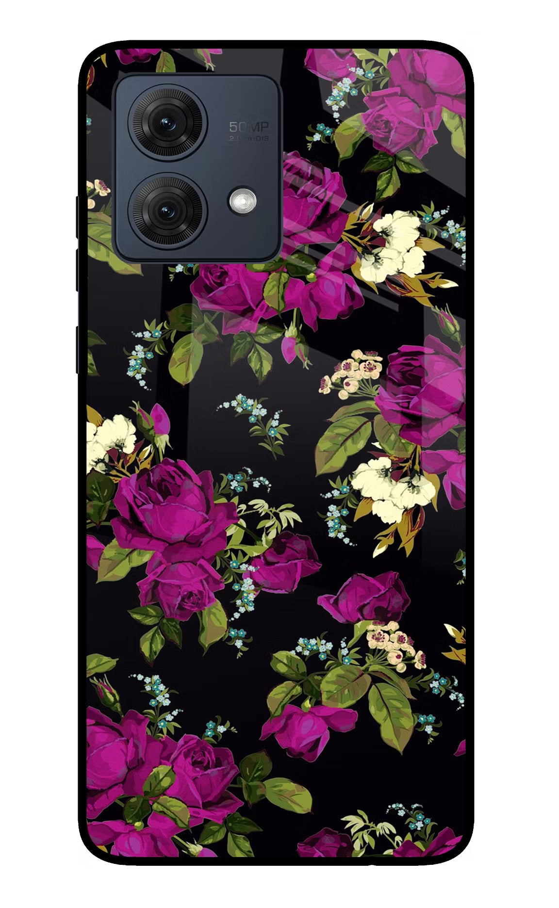 Flowers Moto G54 5G Glass Case Back Cover by Casekaro