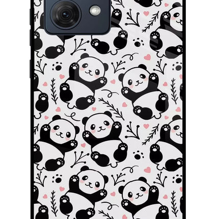 Cute Panda Moto G54 5G Glass Case Back Cover by Casekaro