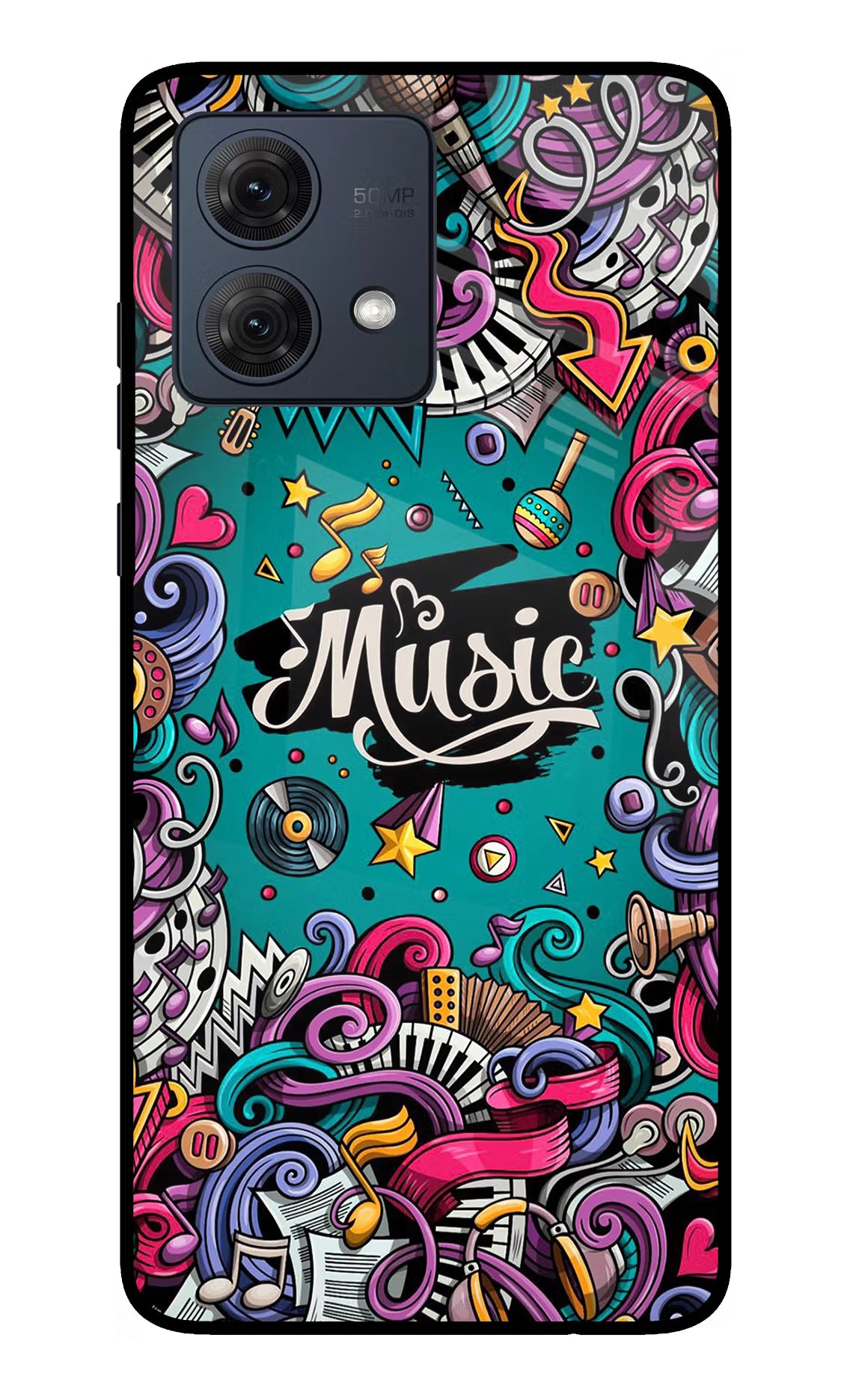 Music Graffiti Moto G54 5G Glass Case Back Cover by Casekaro