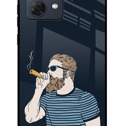 Smoking Moto G54 5G Glass Case Back Cover by Casekaro