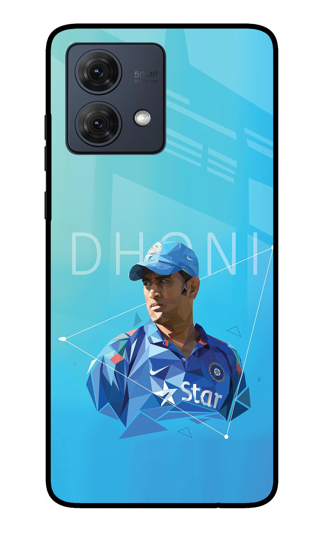 Dhoni Artwork Moto G54 5G Glass Case