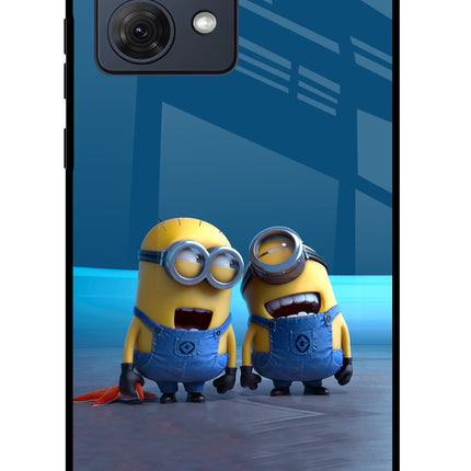 Minion Laughing Moto G54 5G Glass Case Back Cover by Casekaro