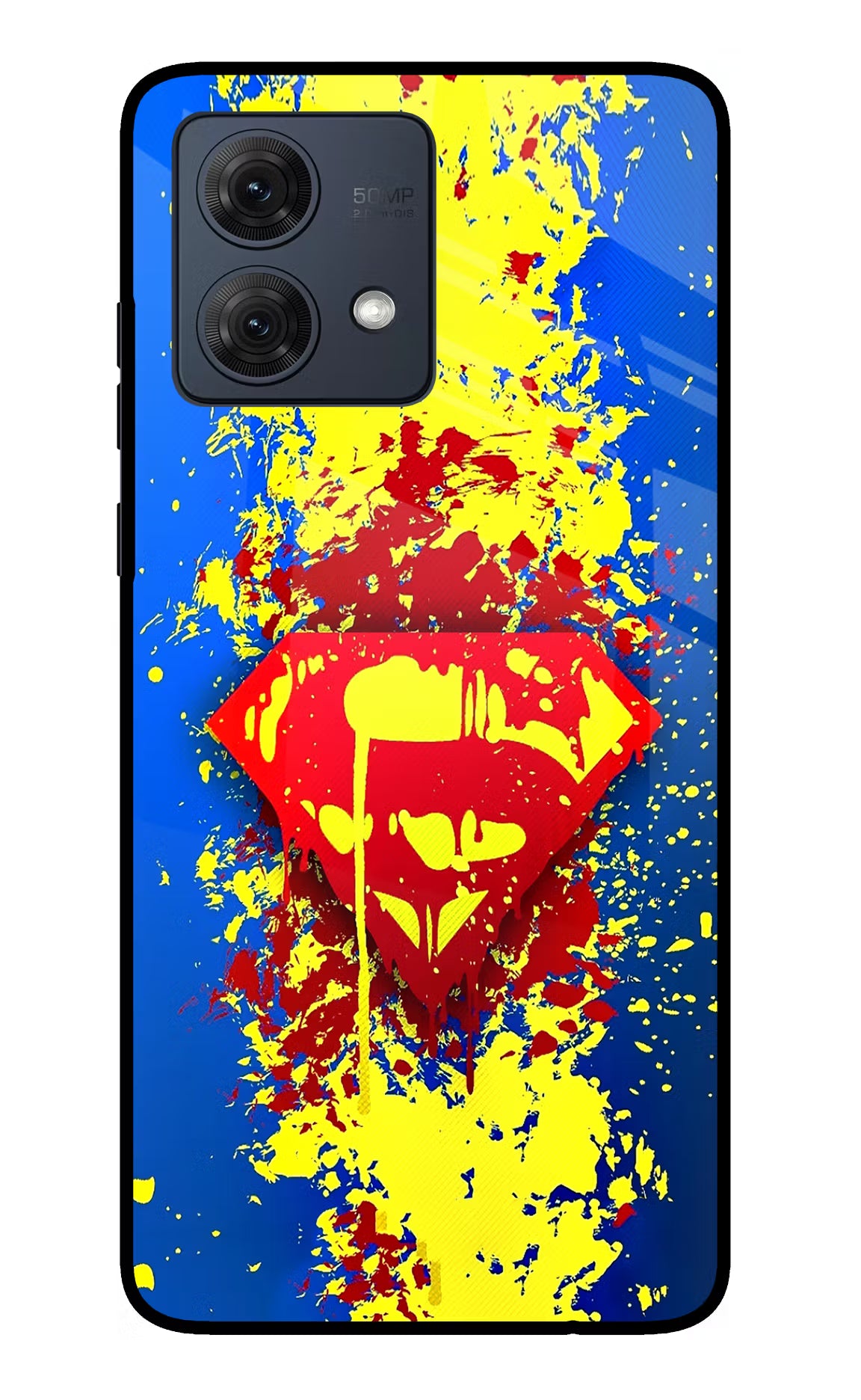 Superman logo Moto G54 5G Glass Case Back Cover by Casekaro