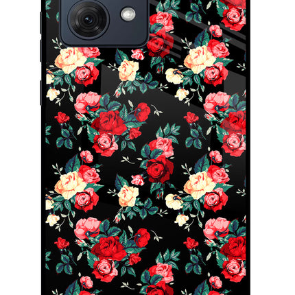 Rose Pattern Moto G54 5G Glass Case Back Cover by Casekaro