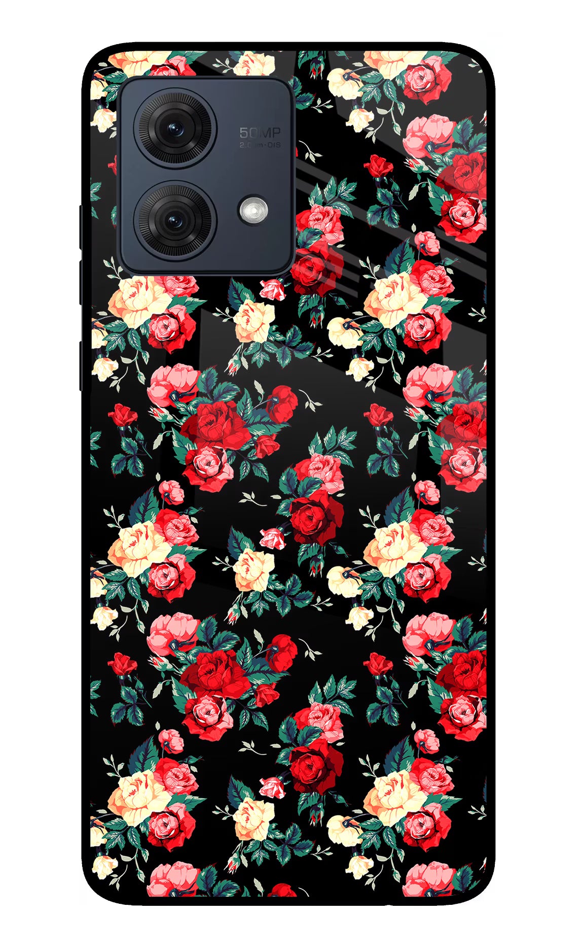 Rose Pattern Moto G54 5G Glass Case Back Cover by Casekaro