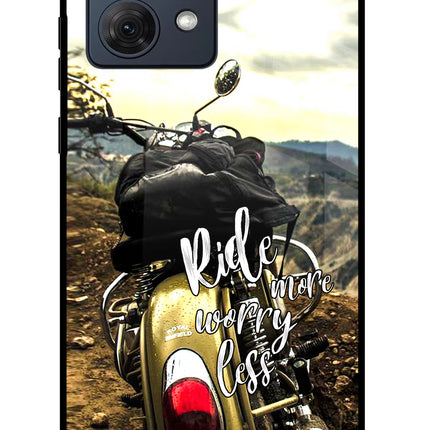 Ride More Worry Less Moto G54 5G Glass Case Back Cover by Casekaro